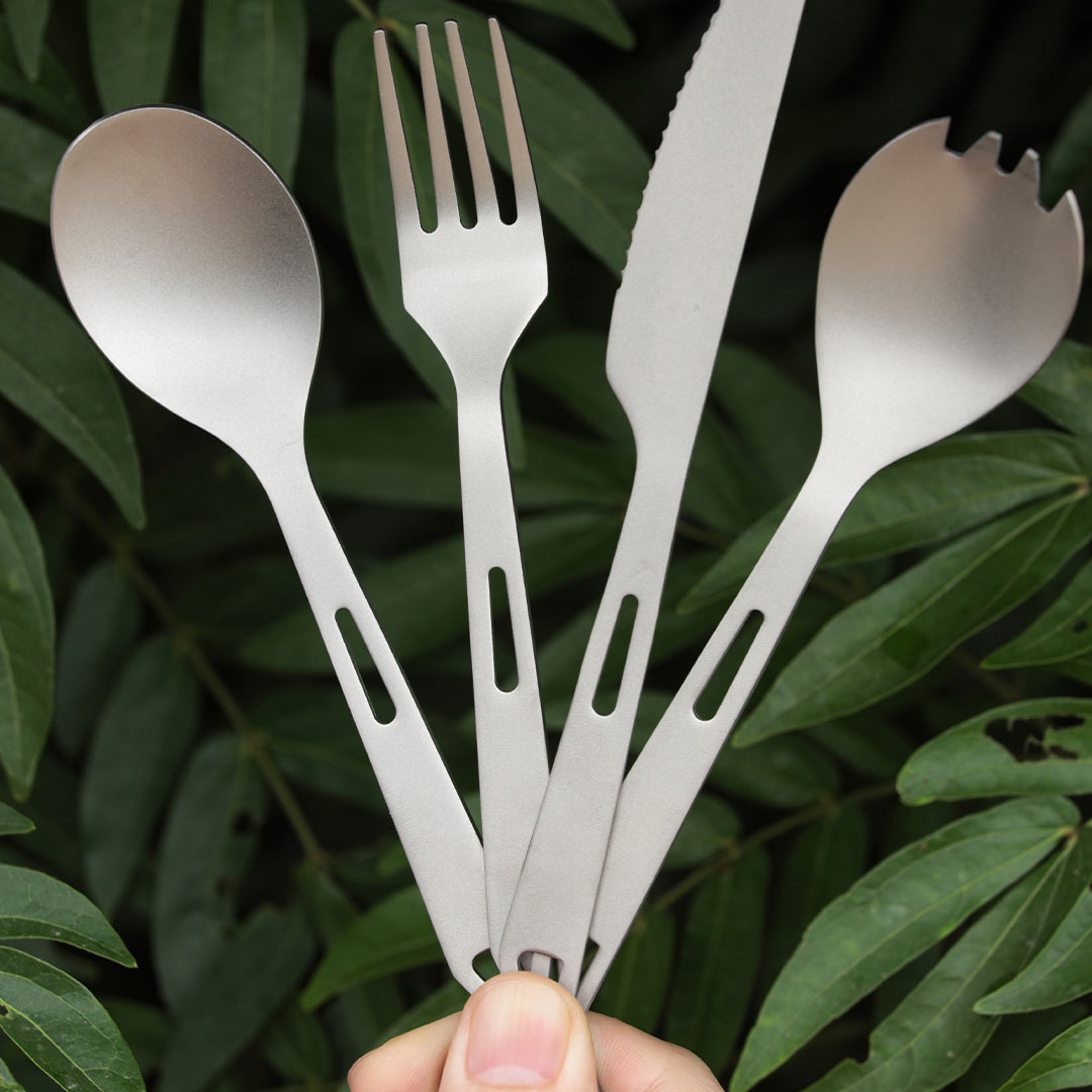 TIMZAAN TIMZAAN pure titanium hook knife, fork and spoon four-piece set|Healthy・Lightweight・Luxury Living