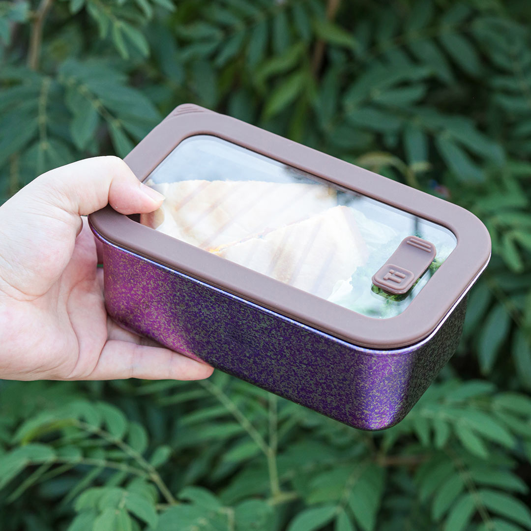 TIMZAAN TIMZAAN pure titanium food storage box|Healthy・Lightweight・Luxury Living Ice Flower Purple
