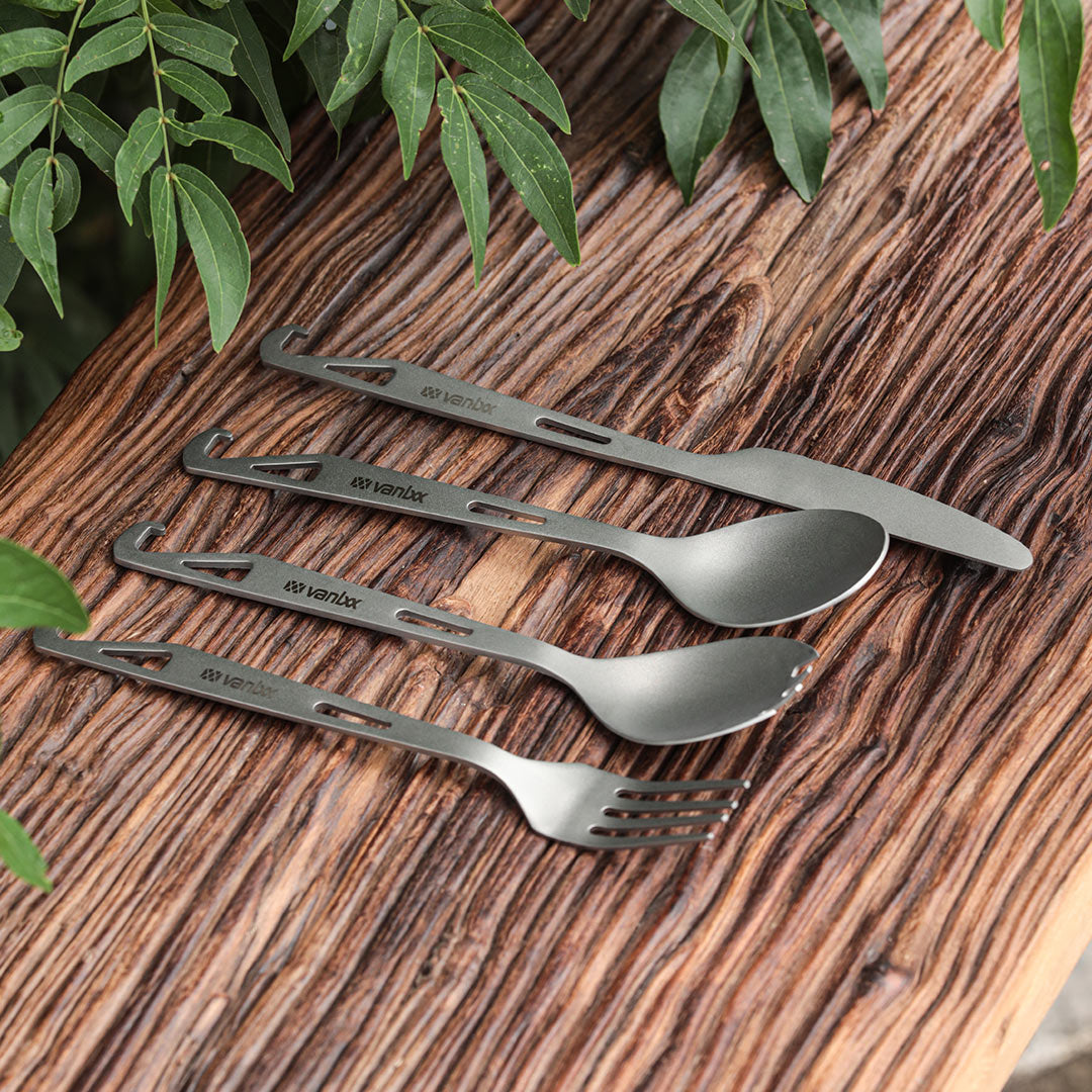 TIMZAAN TIMZAAN pure titanium hook knife, fork and spoon four-piece set|Healthy・Lightweight・Luxury Living