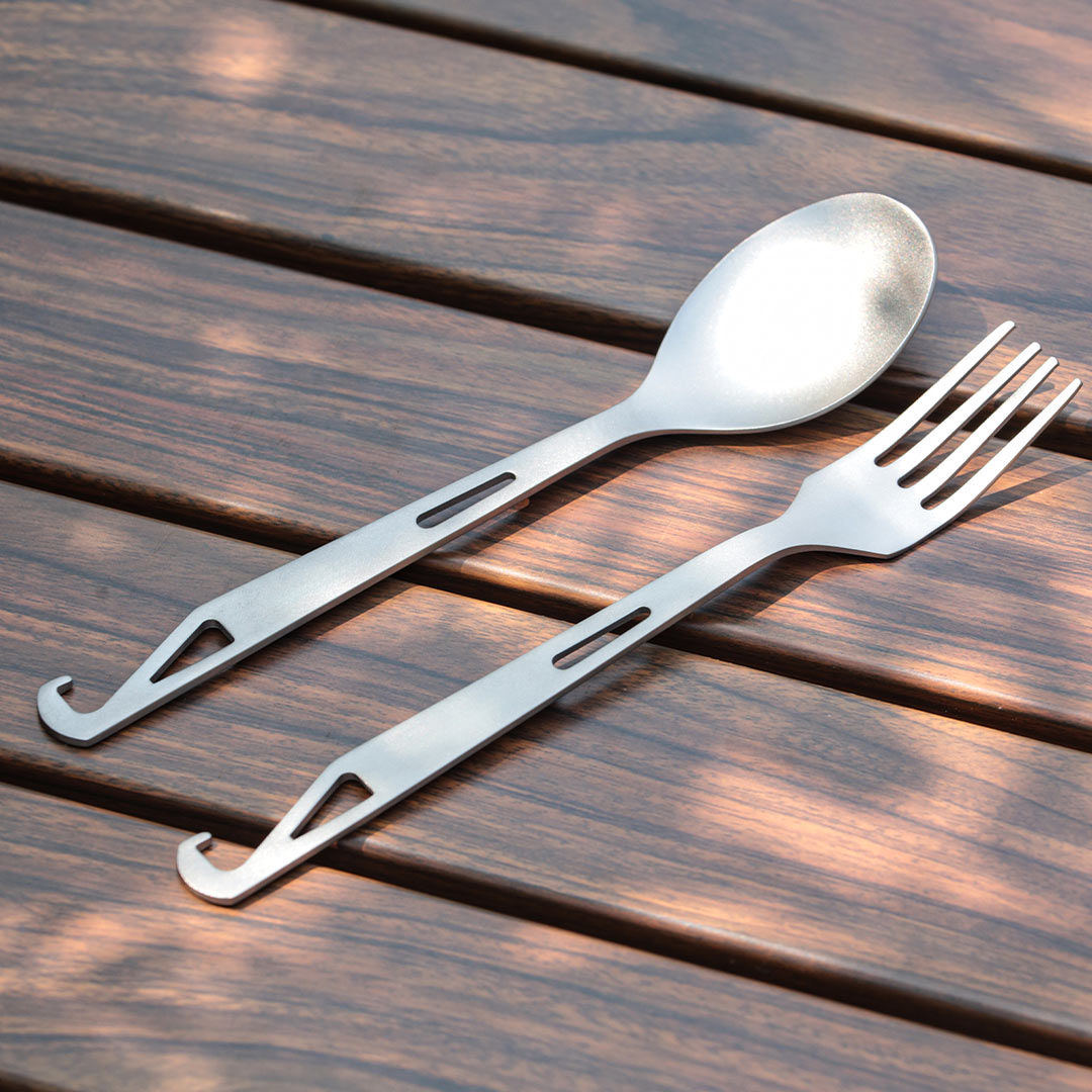 TIMZAAN TIMZAAN pure titanium hook knife, fork and spoon four-piece set|Healthy・Lightweight・Luxury Living