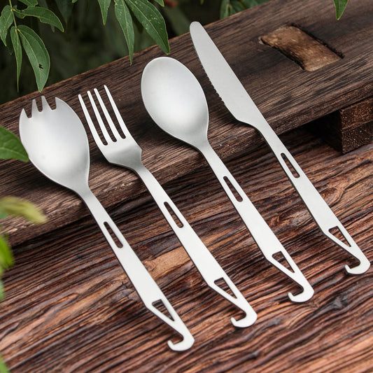 TIMZAAN TIMZAAN pure titanium hook knife, fork and spoon four-piece set｜Healthy・Lightweight・Luxury Living