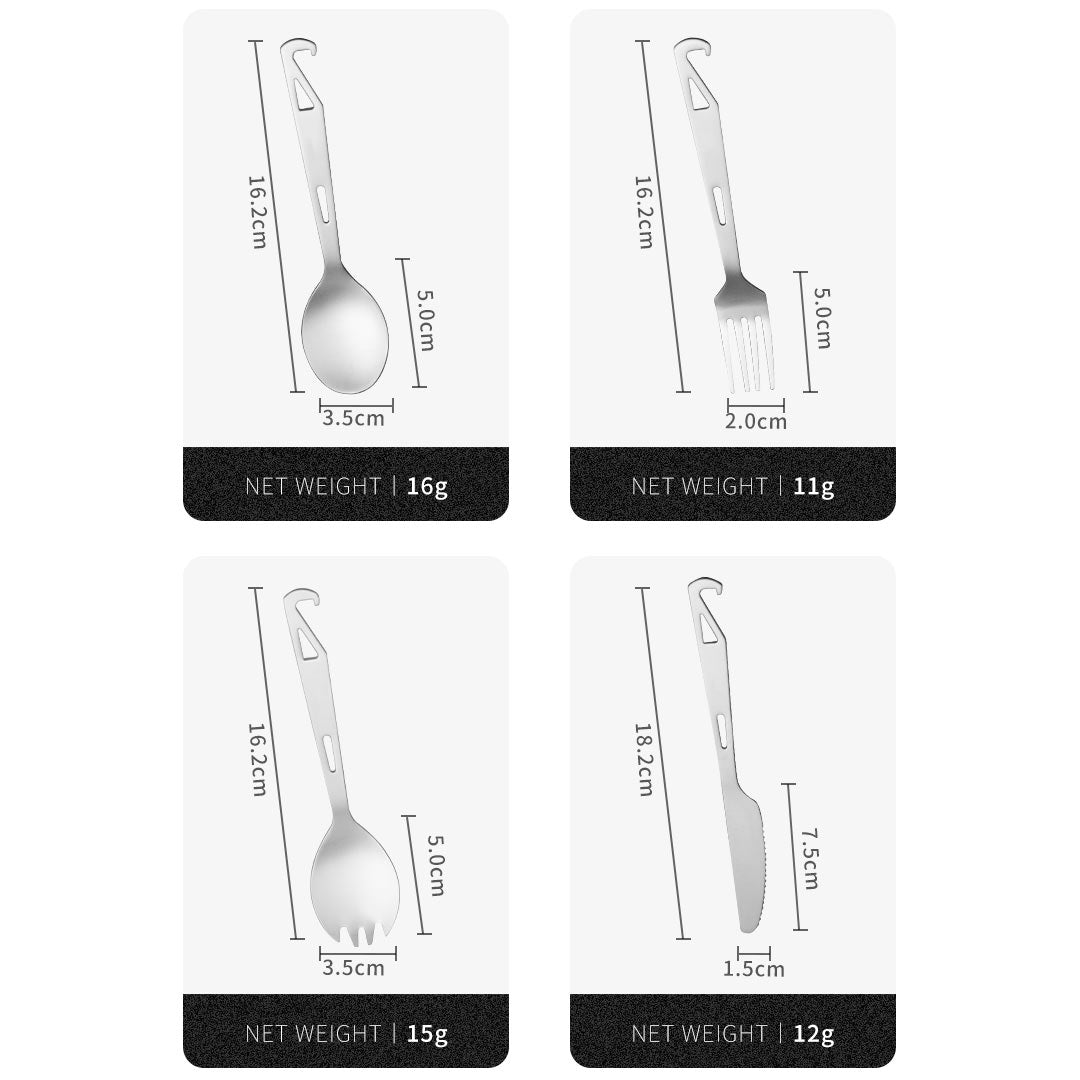 TIMZAAN TIMZAAN pure titanium hook knife, fork and spoon four-piece set｜Healthy・Lightweight・Luxury Living