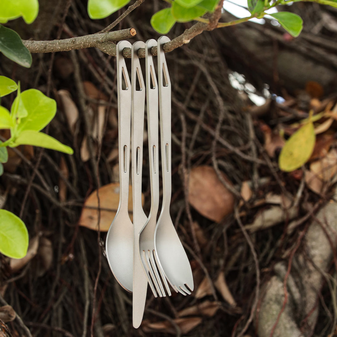 TIMZAAN TIMZAAN pure titanium hook knife, fork and spoon four-piece set｜Healthy・Lightweight・Luxury Living